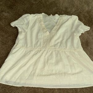 Elegant Cream V-Neck Blouse